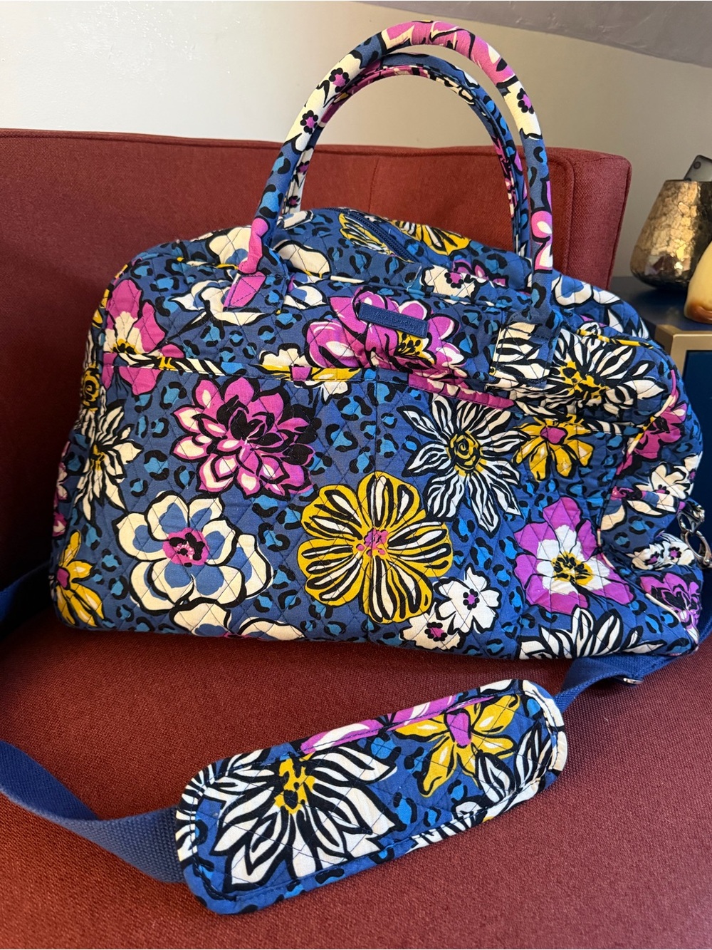 Vera Bradley Grand Traveler Bag, African Violet & Leopard Print, Retired, Large